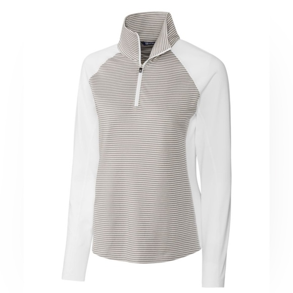 Cutter & Buck Forge Tonal Stripe Half Zip size small white - Picture 2 of 7